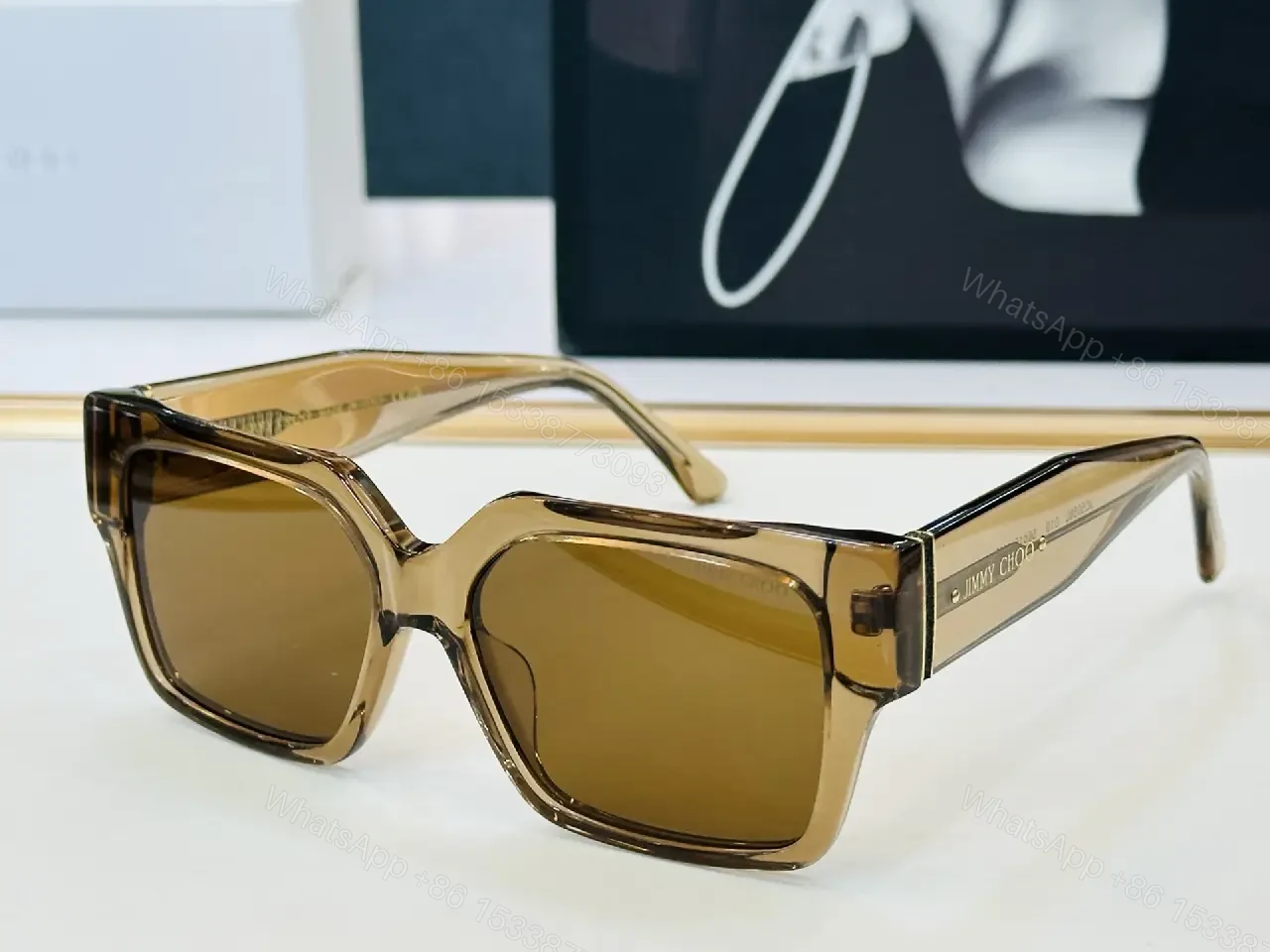 View 8 of Black Frame Polycarbonate Oversized Bold Chunky Silhouette Sunglasses