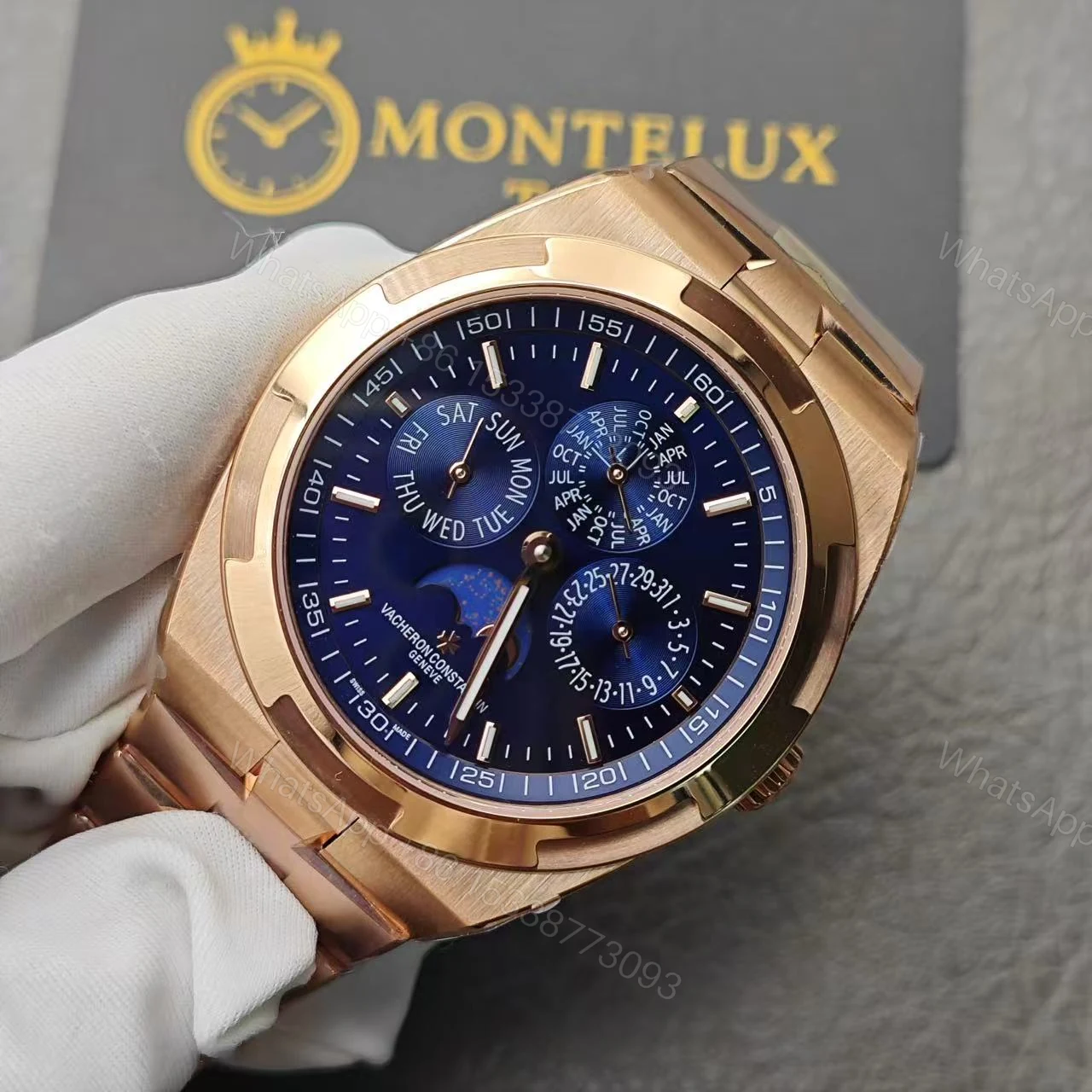 View 12 of Replica vacheron constantin Overseas perpetual calendar ultra-thin 41.5 mm 18K 5N pink gold