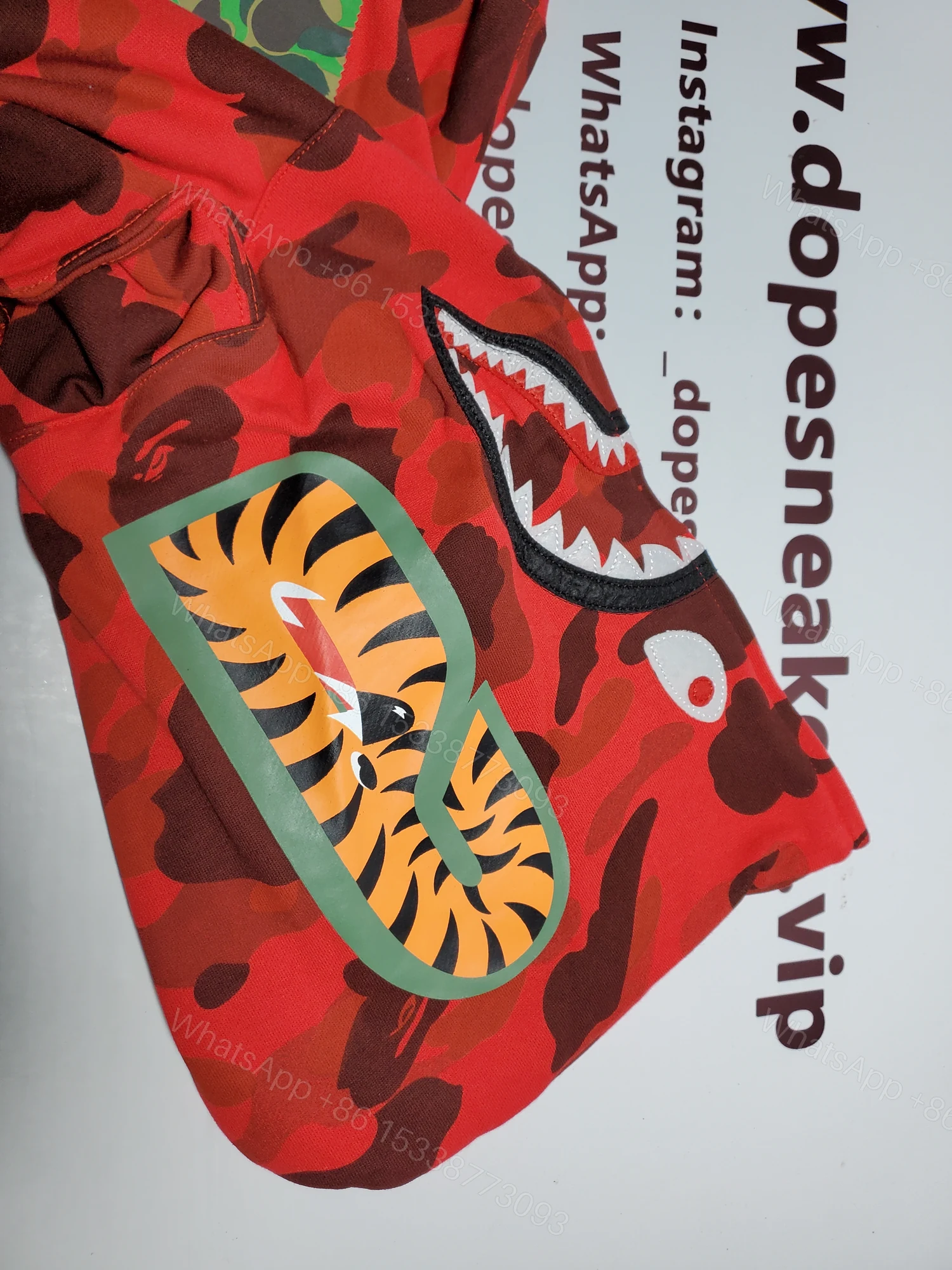 View 4 of BAPE Color Camo Shark Zip Hoodie Red 4580793322511