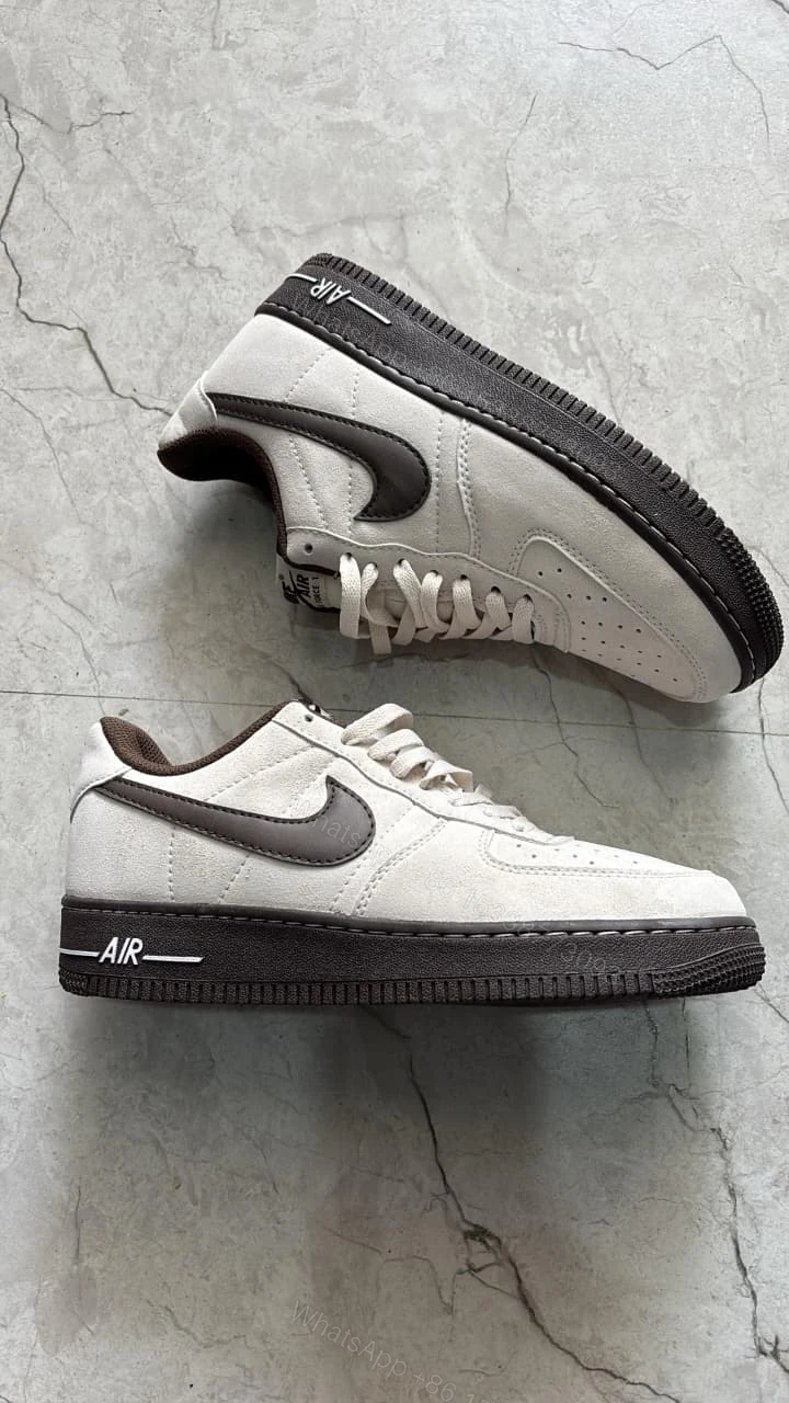 Nike airforce originals grey brown tick shoes for men — view 1