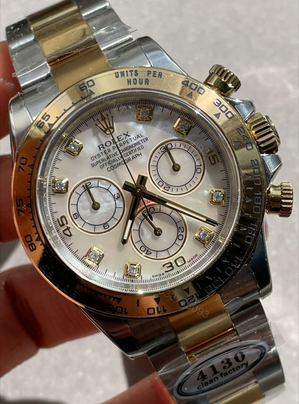 View 3 of Clean Factory 1:1 Rolex Daytona 116503 Two Tone Yellow Gold Real MOP Diamond Dial SA4130