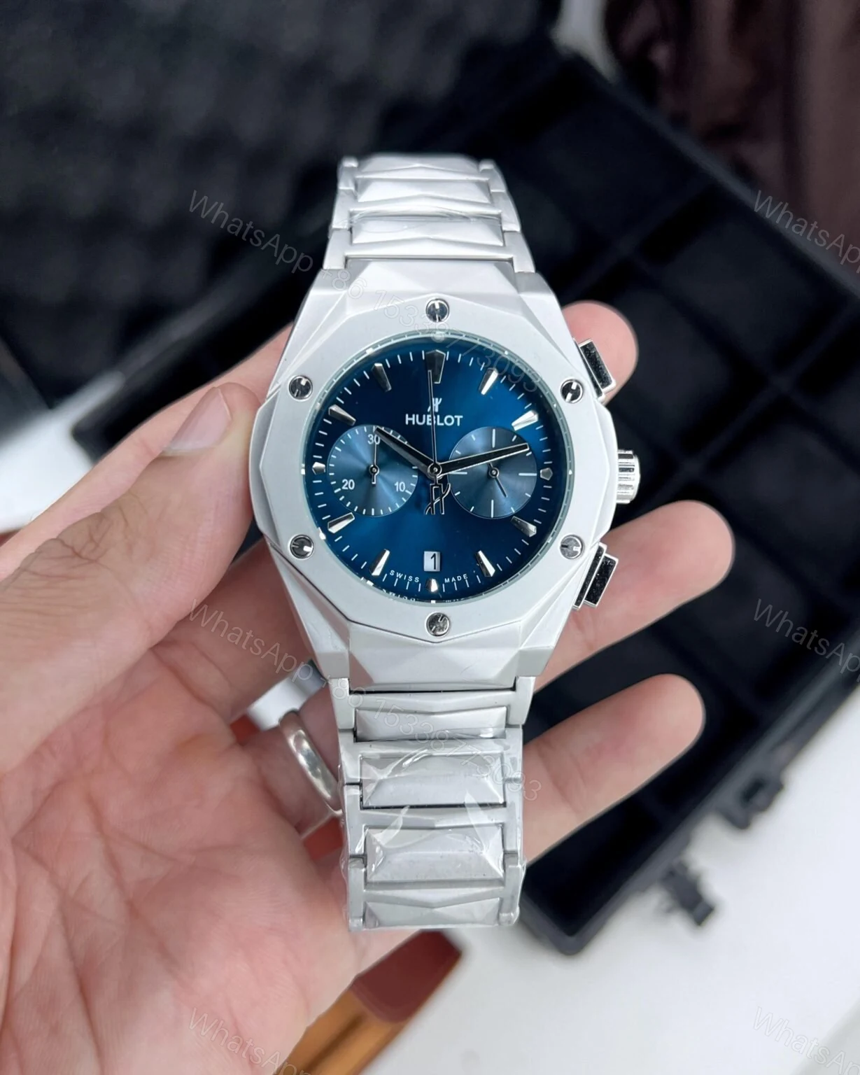View 2 of Hublot Big Bang Midnight Blue Diamond Cut 40mm Quartz