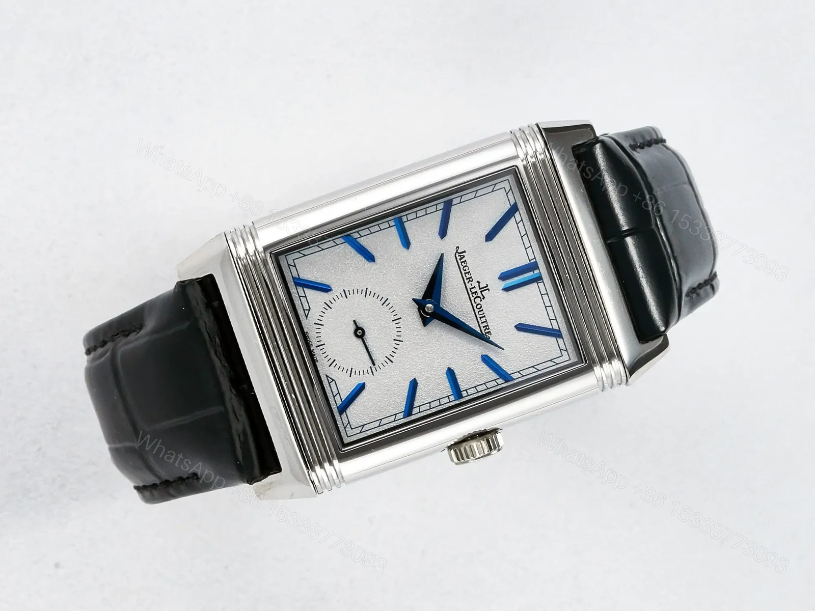 View 4 of Reverso Tribute Duoface Small Seconds SS MGF Best Edition White Dial on Black Leather Strap A854A