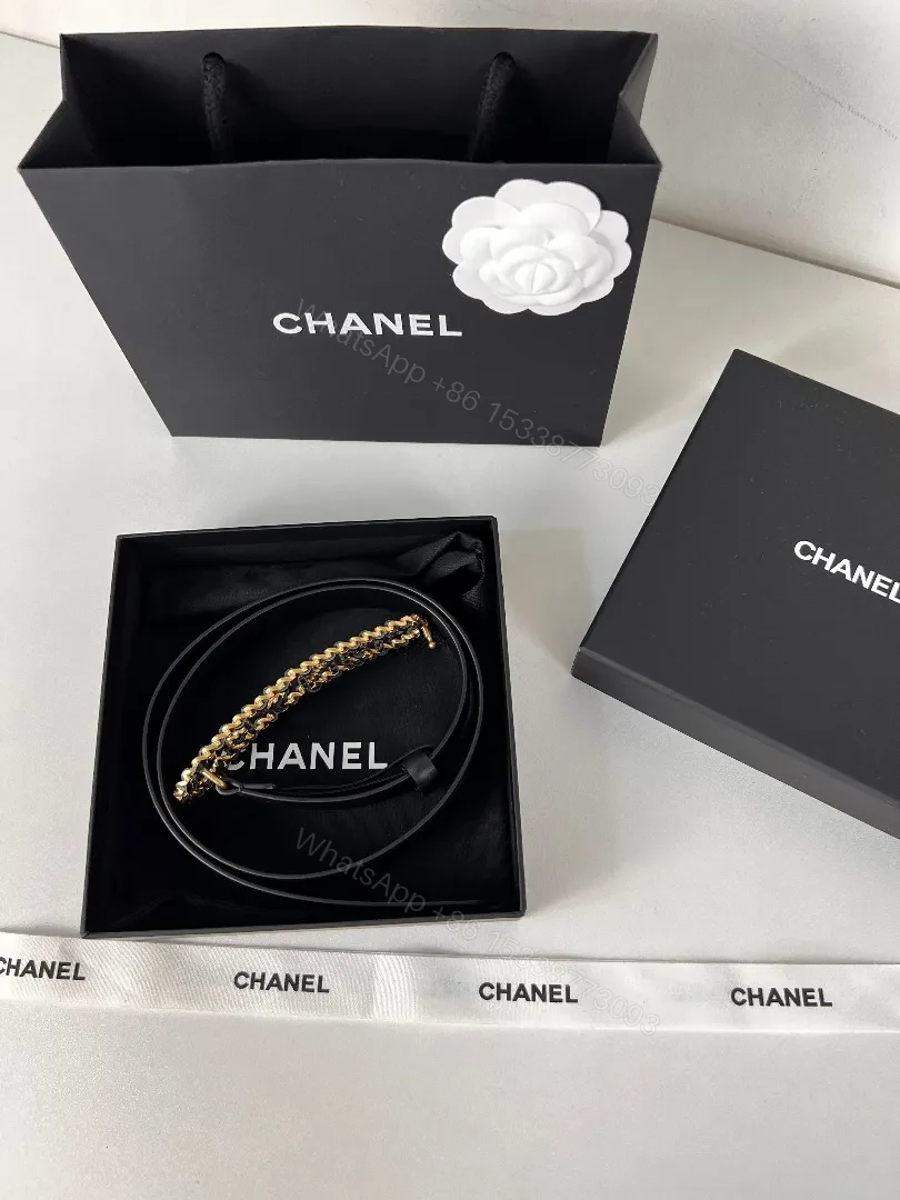 View 5 of Gold Chain Belt: Black Leather, Luxe Minimalist Style, Adjustable