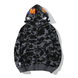 View 5 of BAPE Color Camo Shark Zip Hoodie Black 4580793319054