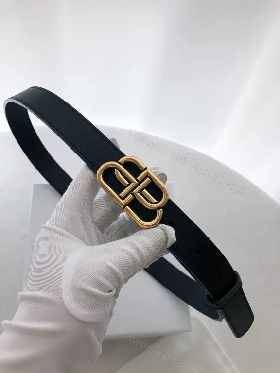 View 5 of Black Leather Belt with Gold Buckle â€“ Signature Luxury Belt