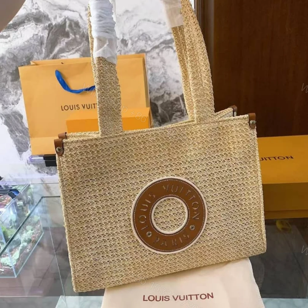 View 2 of Louis Vuitton Onthego MM Natural Raffia Tan 30Cm M24723