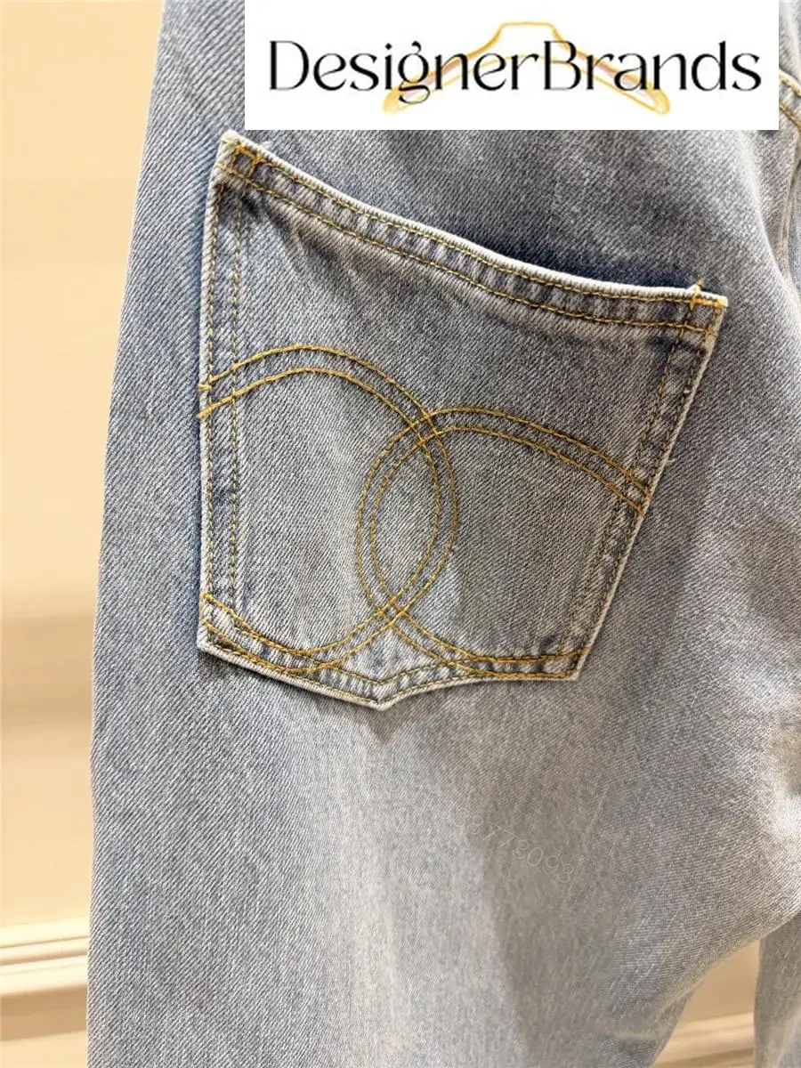 View 9 of Chanel Light Wash High-Waisted Straight-Leg Jeans