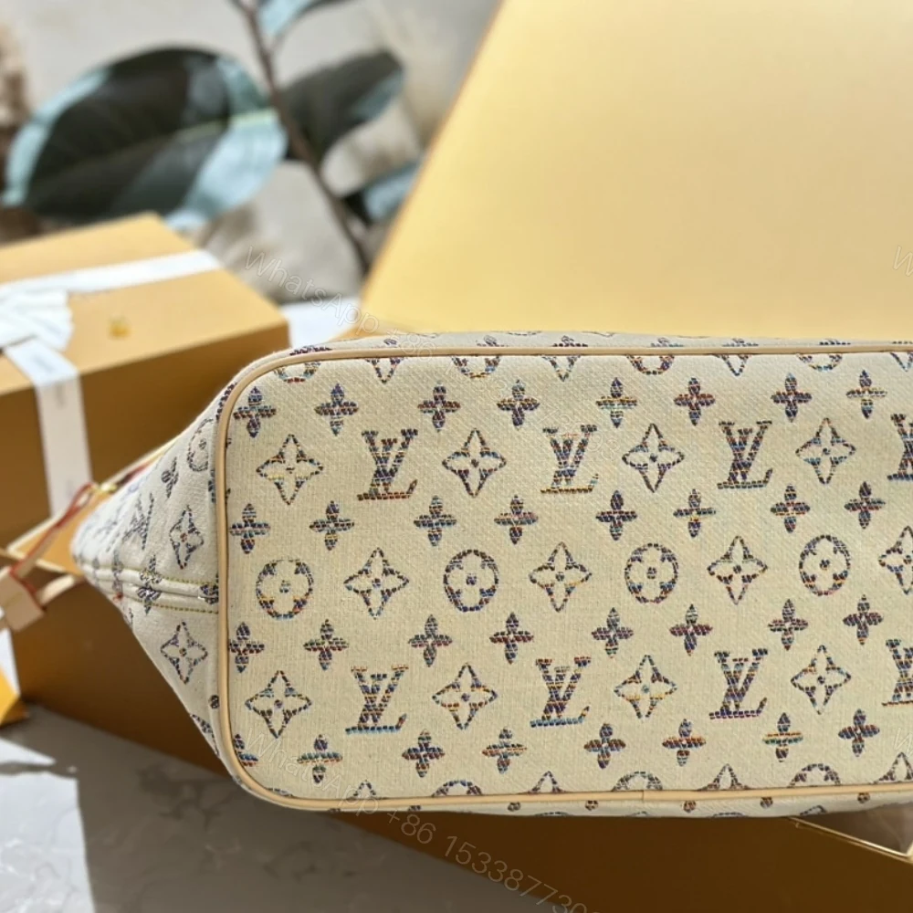 View 7 of Louis Vuitton Neverfull MM Monogram Jacquard Fabric Multicolor Beige 32Cm M24905