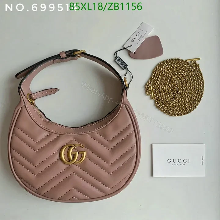 View 3 of GG Marmont Mini Half-Moon Bag Black Gucci Imitation GHM4953
