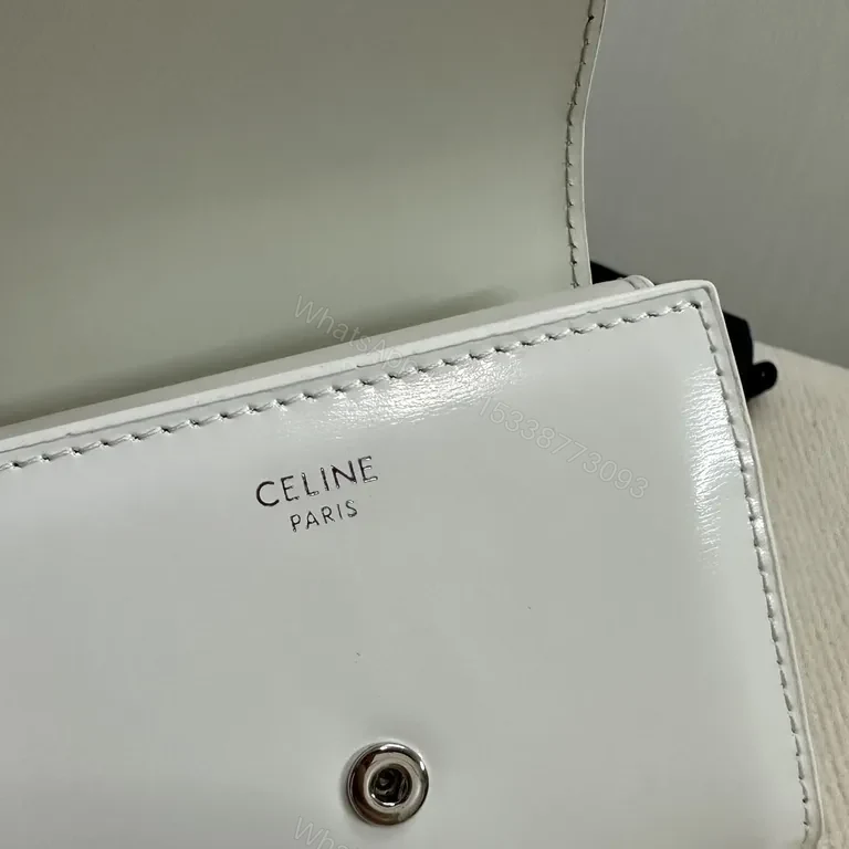 View 5 of Compact White Leather Wallet with Signature Hardware Minimalist Luxury