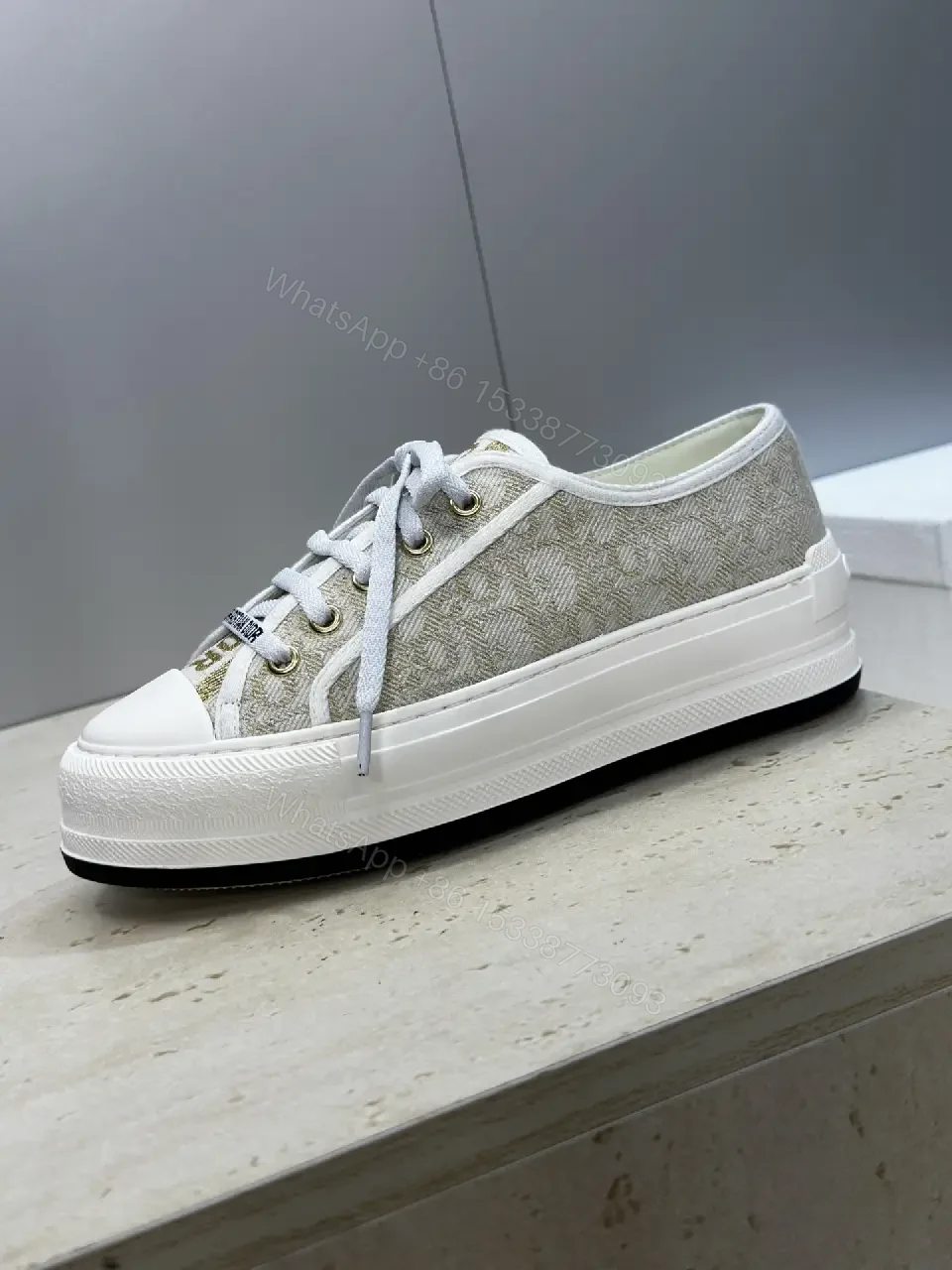 View 8 of Beige Denim Sneakers with White Toe Cap, Lightweight Forever Fashion