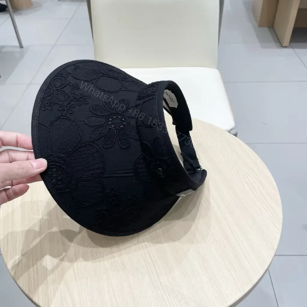 View 6 of Structured Black Embroidered Sun Visor - Luxe, Everyday Shield