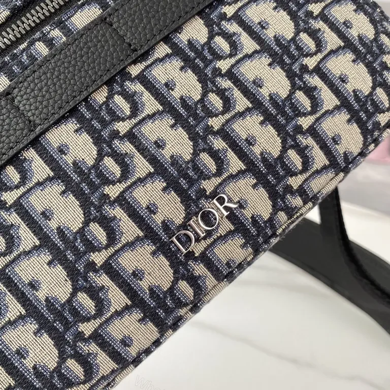 View 9 of Compact Dior Oblique Crossbody: Canvas, Leather Trim, Zip