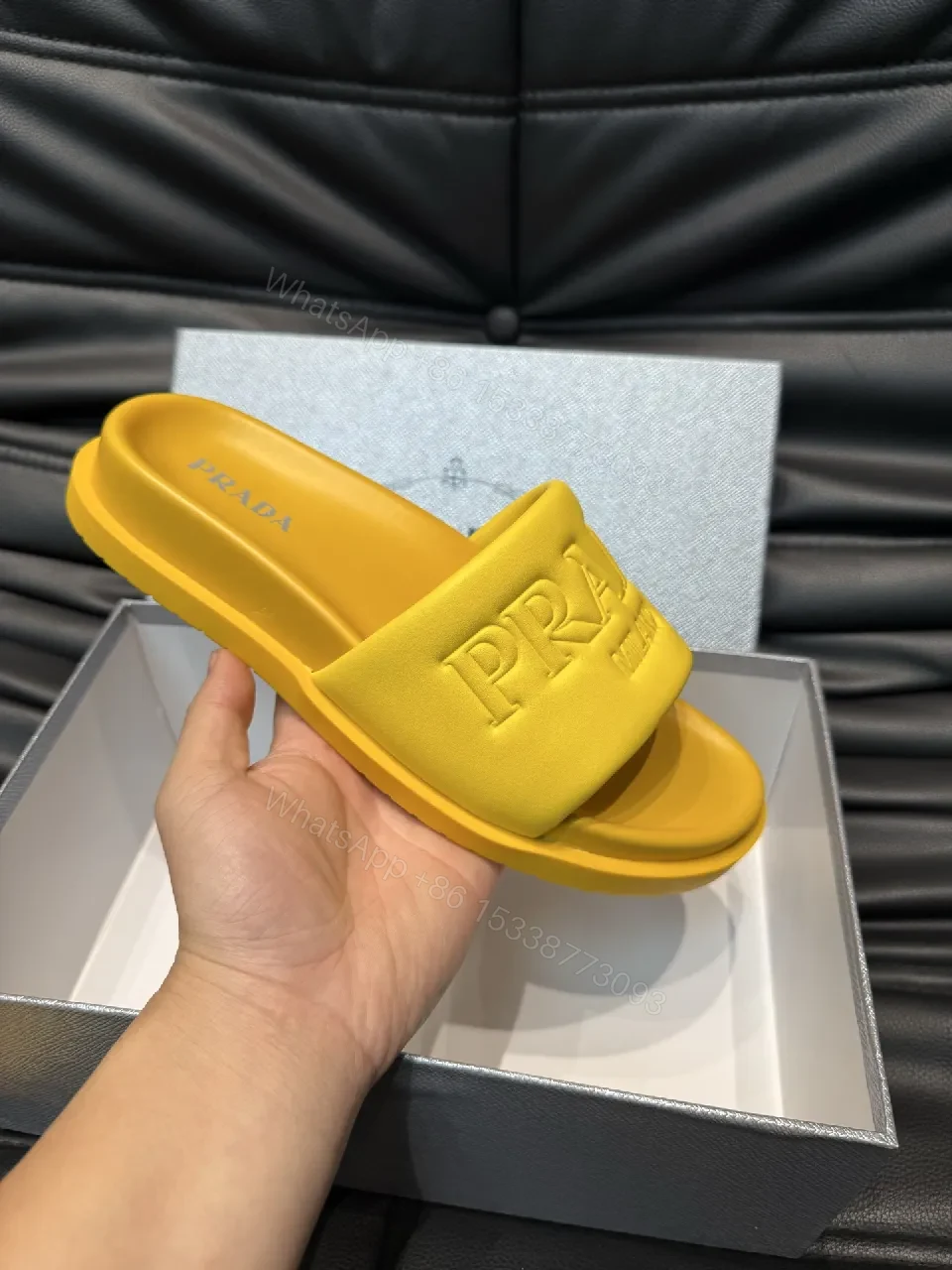 View 3 of Vivid Yellow Slide Sandals – Minimalist Luxury Comfort