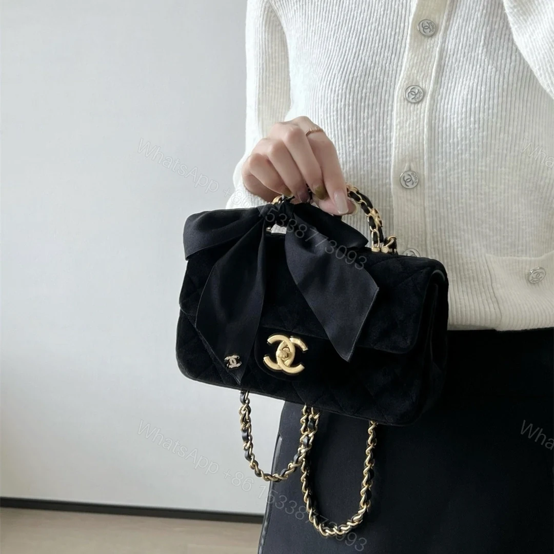 View 23 of 高仿Chanel*25K系列AS5875蝴蝶結絲絨單肩包Mini免檢版