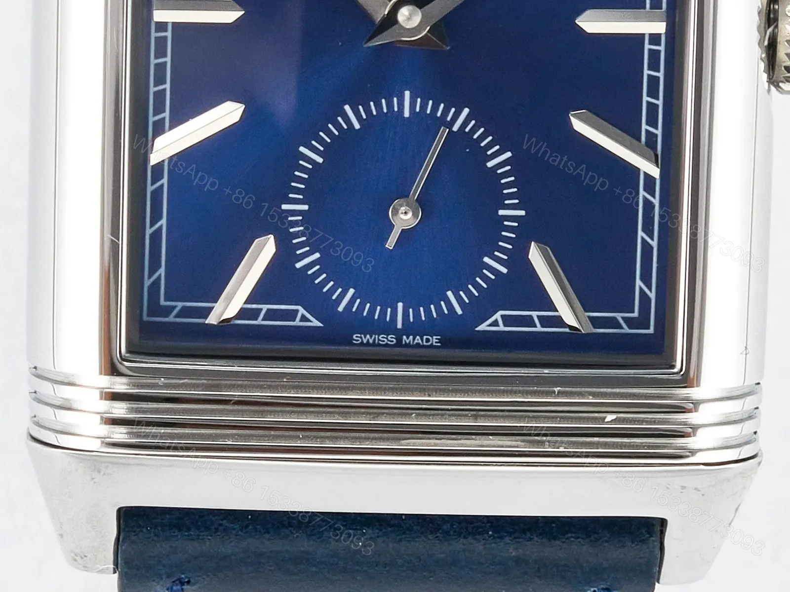 View 9 of Reverso Tribute Duoface Small Seconds SS MGF Best Edition Blue Dial on Blue Leather Strap A854A