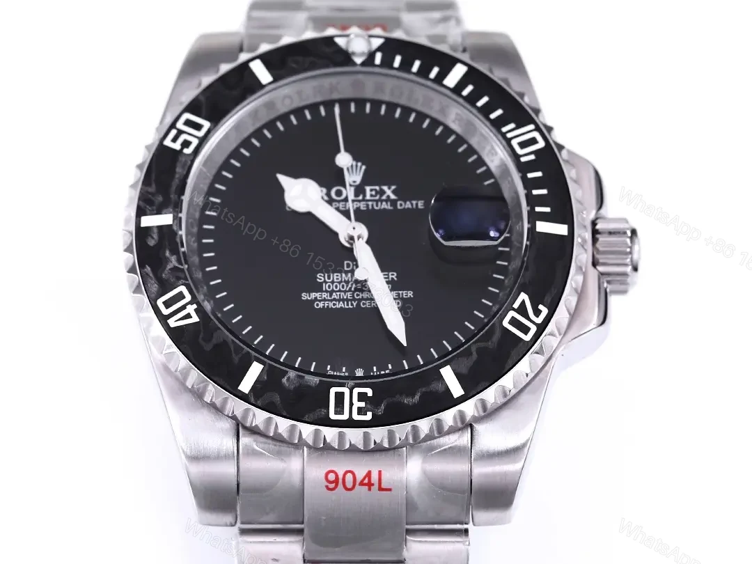 View 4 of Clean Factory – **Brand:** Rolex – **Color:** Black – **Style:** Submariner **Title:** Rolex Black Submariner Parakeet Watch