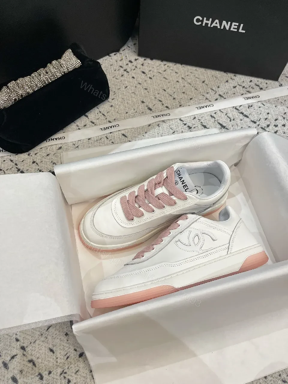 White Leather Sneakers with Blush Accents — Luxe Everyday Comfort — view 1