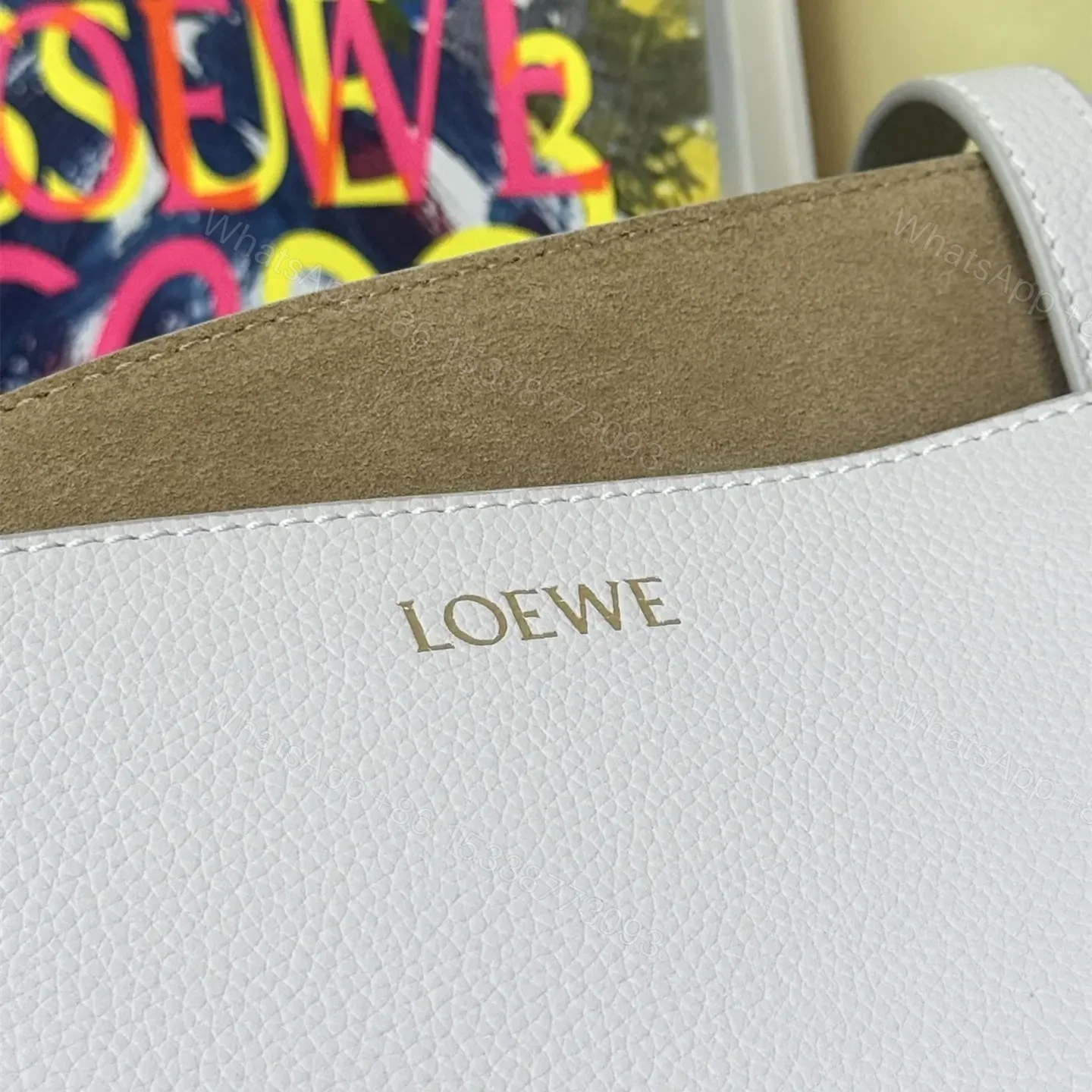 View 12 of 高仿Loewe*Fold系列1769小牛皮Tote手袋米灰色中號免檢版