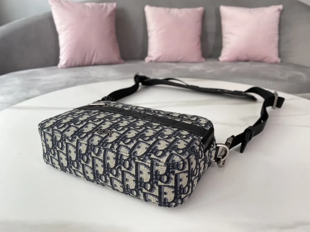 View 6 of Compact Dior Oblique Crossbody: Canvas, Leather Trim, Zip