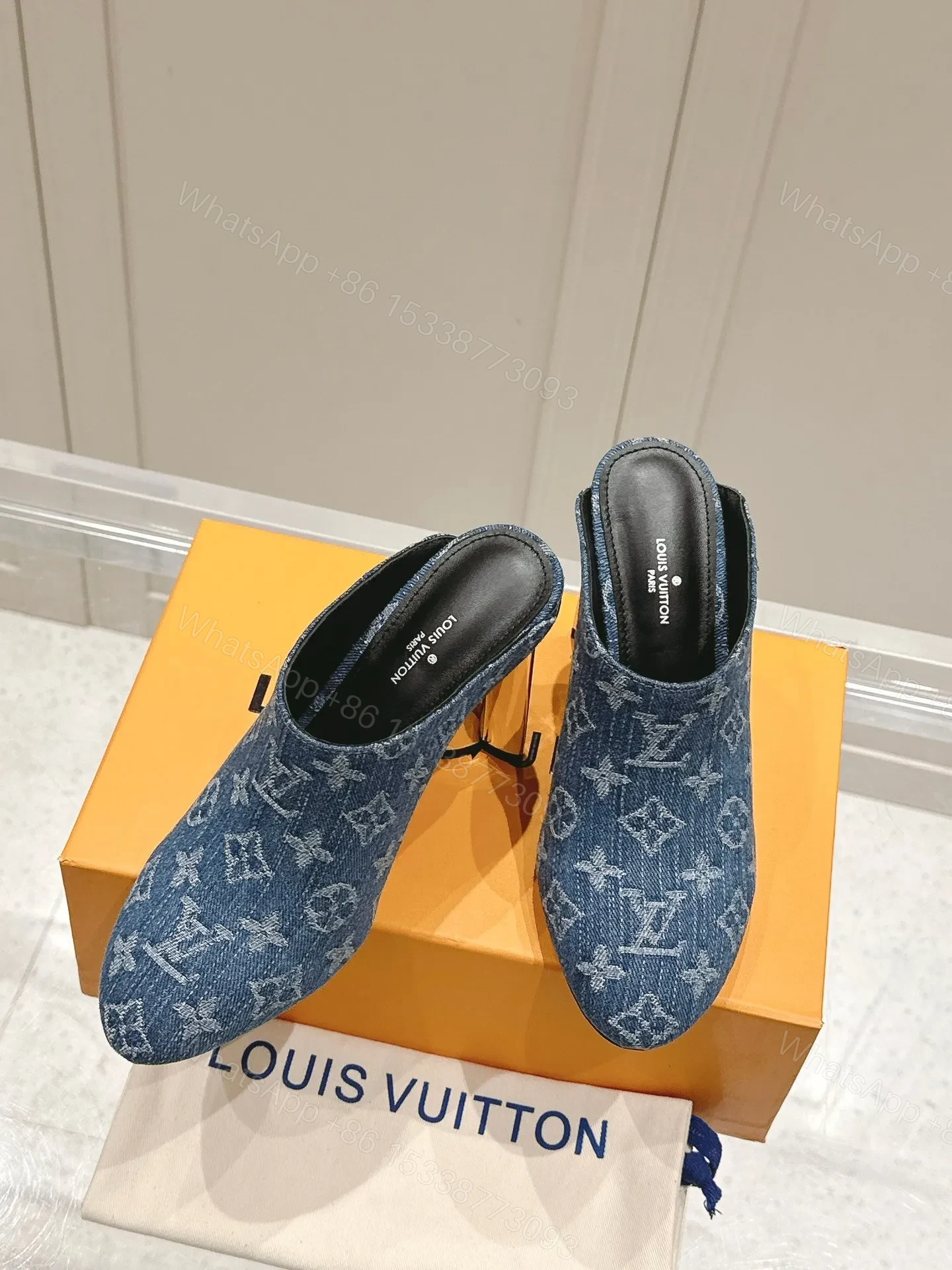 View 4 of LV Women Blue Denim Mules