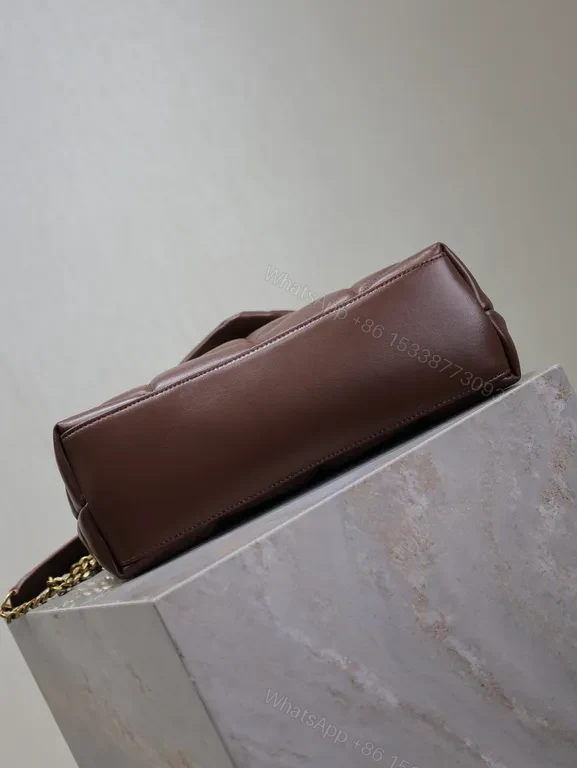 View 7 of Chic Quilted Burgundy Leather Crossbody with Gold Hardware