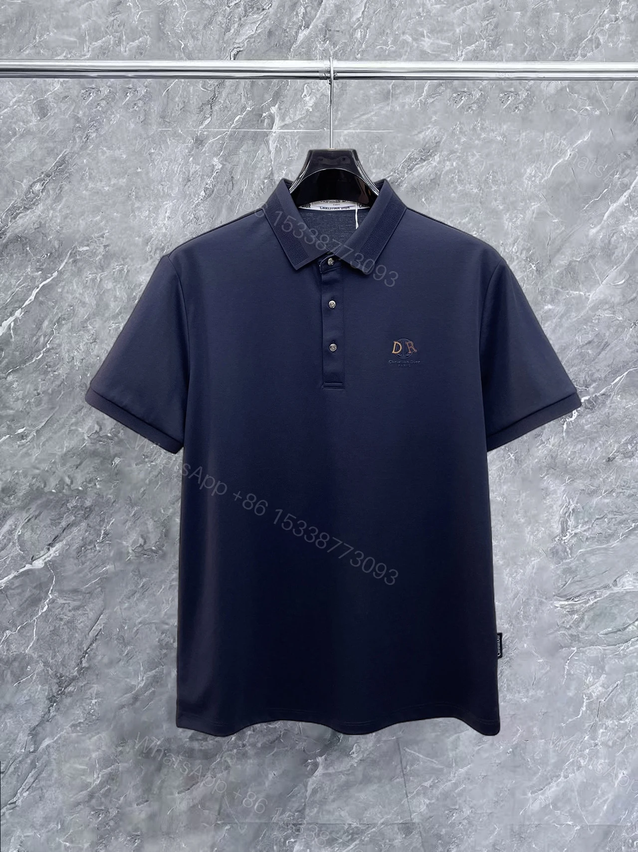 A貨Dior深藍翻領POLO衫男士商務休閒短袖 — view 1