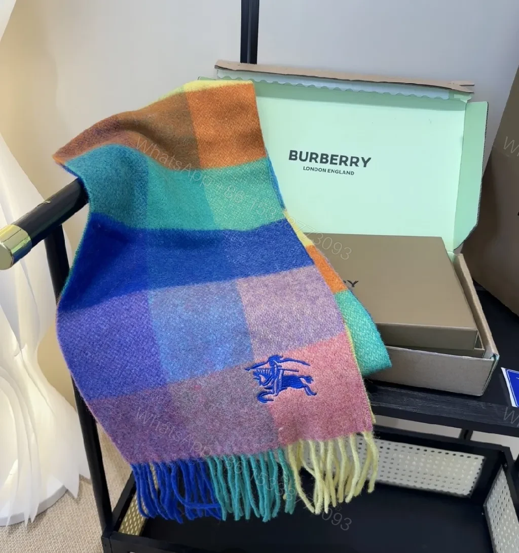 View 9 of Color-Block Luxury Scarf with Fringe Rich Knit
