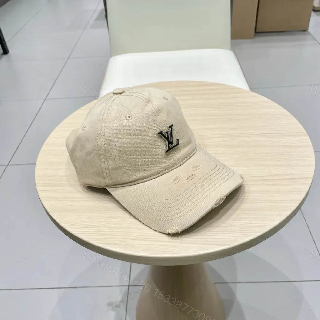 View 5 of Beige Cap with Textured Panels, Subtle LV-Inspired Emblem, Casual Luxury
