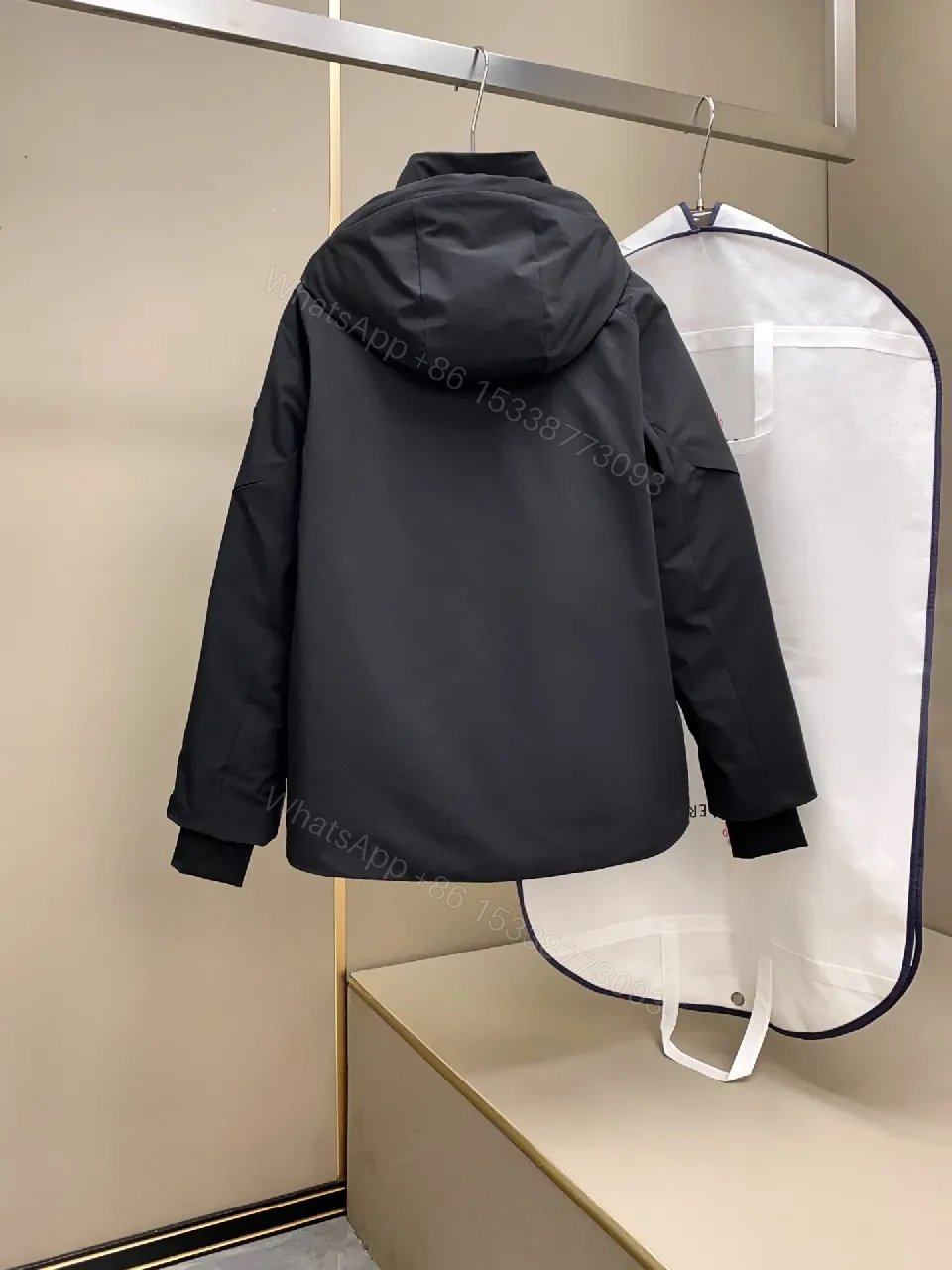 View 3 of Sleek Black Shell Jacket: Urban Utility with Elevated Craft