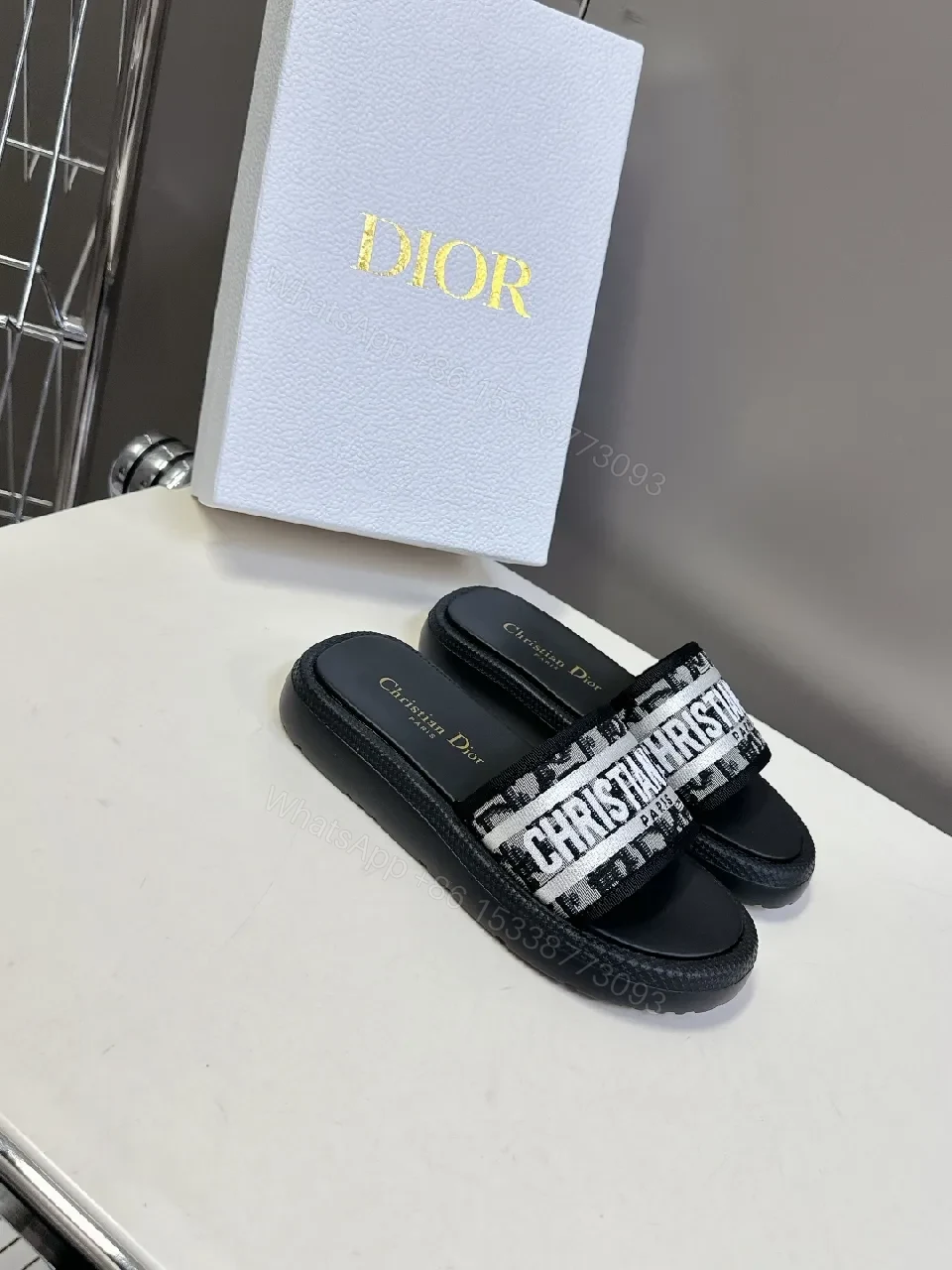 Logo-Stripe Slides: Luxe Comfort Casual Slide — view 1