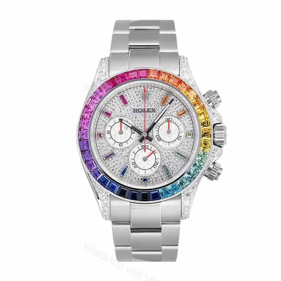 Rolex Daytona 116595RBOW Super Clone: 40mm Everose Gold Rainbow — view 1