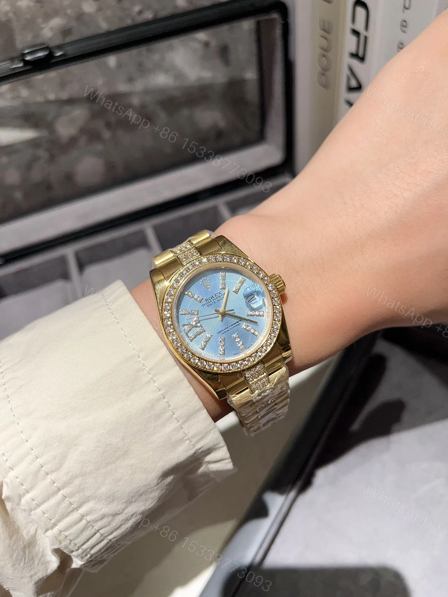 View 2 of Rolex Datejust Diamond In Gold With Blue Dial 31Mm