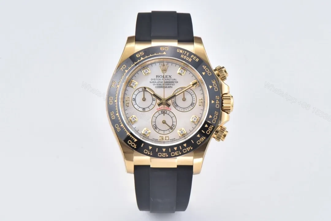 BP Factory Clean Factory – **Rolex Gold Daytona Black Rubber Strap — view 1