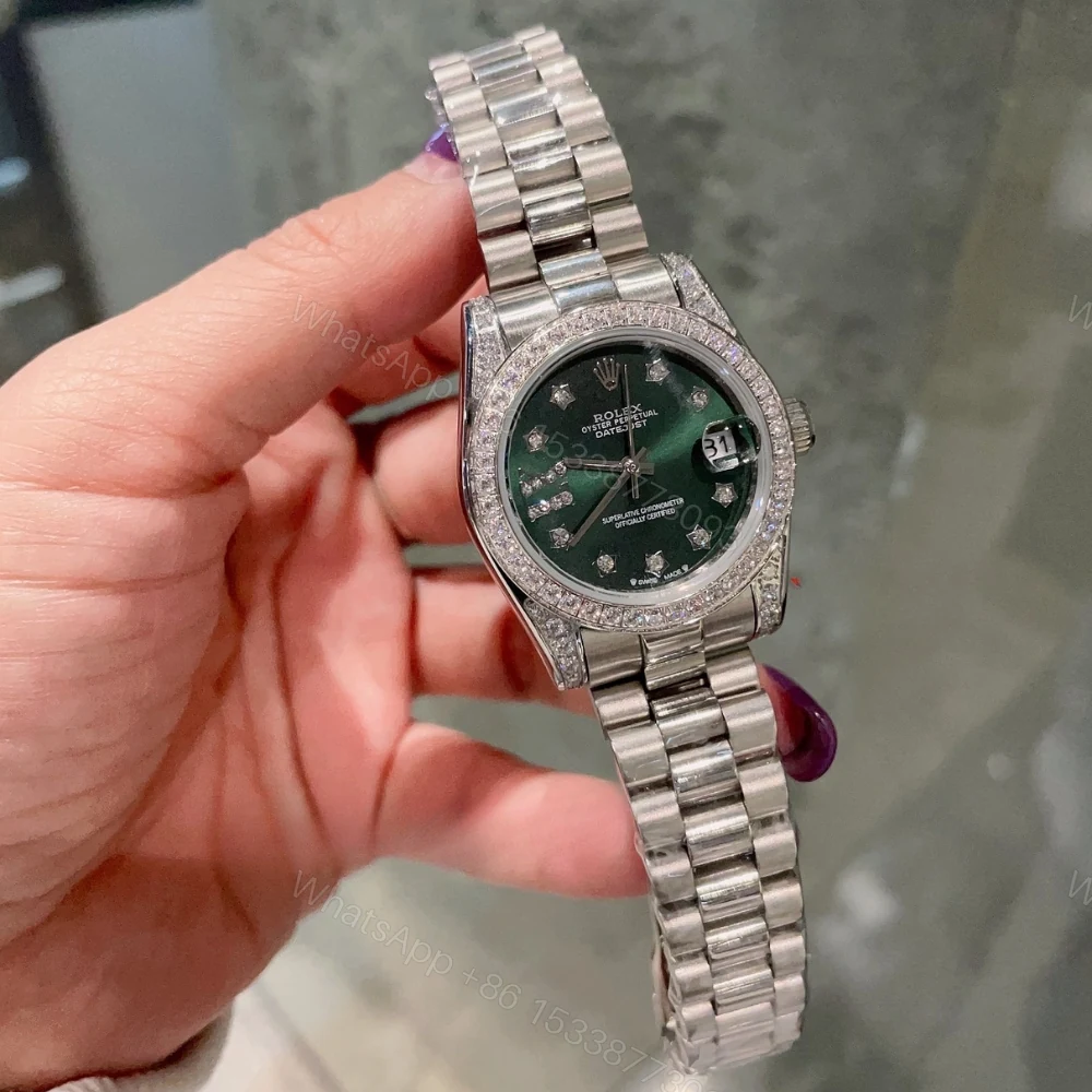 View 4 of Rolex Datejust Diamond Bezel Oyster White Gold Green 31Mm