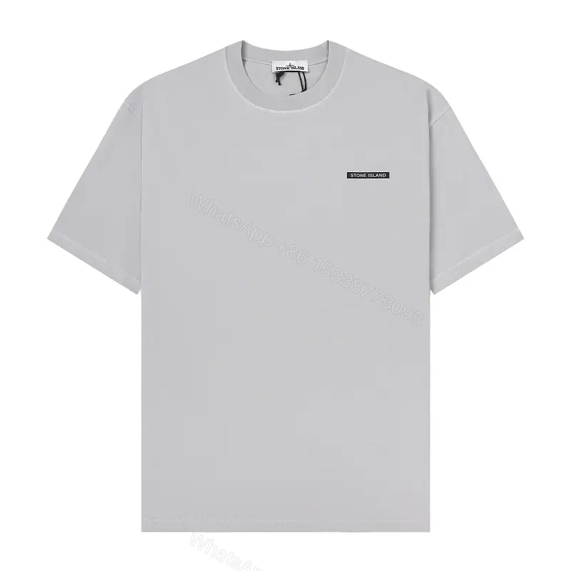 Light Gray Cotton Tee Stone Island Logo Minimalist Style T-Shirt — view 1