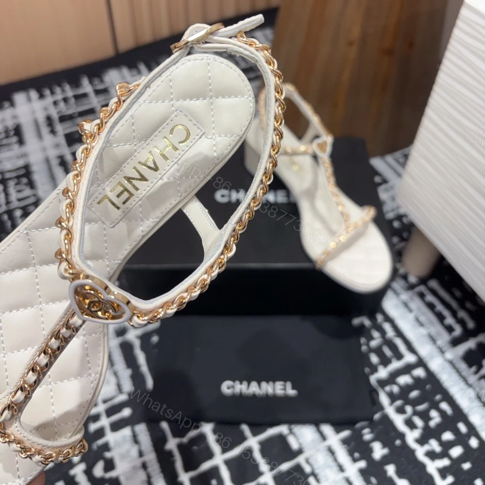 View 5 of 高仿Chanel*25C系列G36122C小羊皮中踭涼鞋白色5CM免檢版