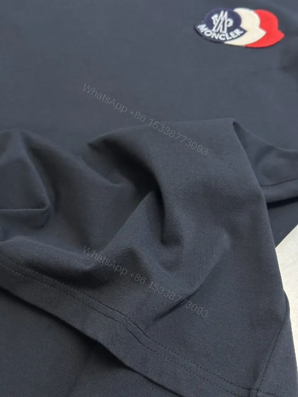 View 8 of Relaxed Luxury Patch Tee - Cotton Blend, Subtle Branding, Casual/Smart-casual