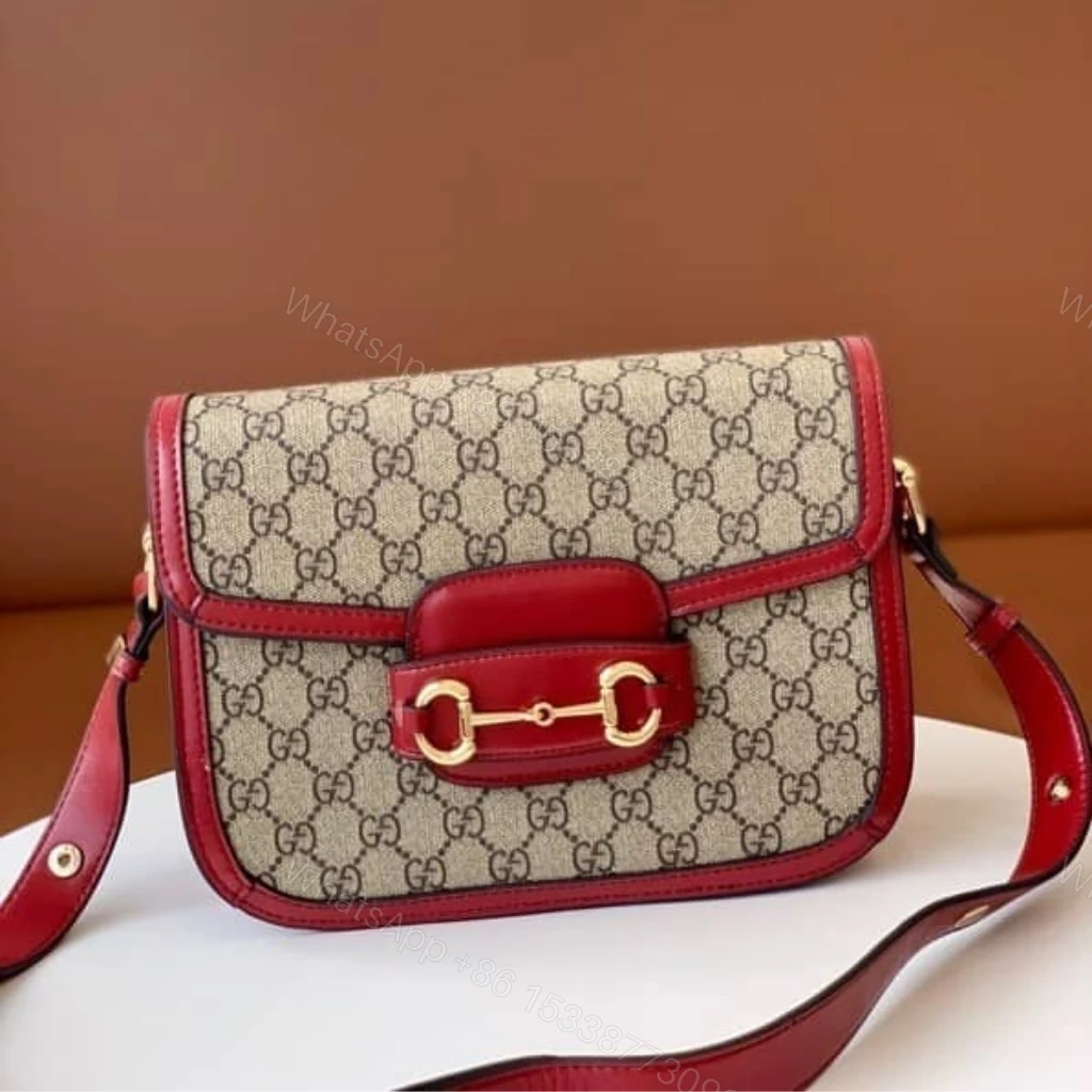 View 2 of Gucci Horsebit 1955 Soft Small Shoulder Bag Beige Red 25cm