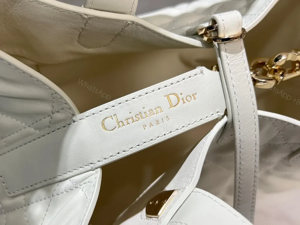 View 6 of Chic Quilted Tote with Gold-Dior Charm â€“ Structured Luxury Tote