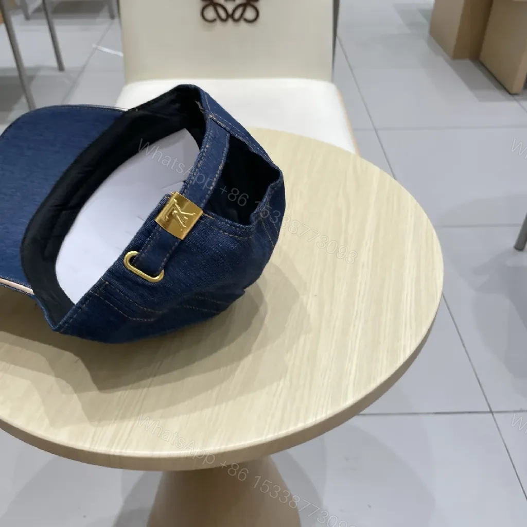 View 5 of Denim Cap with Subtle Monogram, Luxe Everyday Style