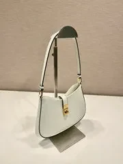 View 2 of PRADA CLEO SHOULDER BAG 22 IN WHITE BRUSHED LAMBSKIN WITH CLASP CLOSURE