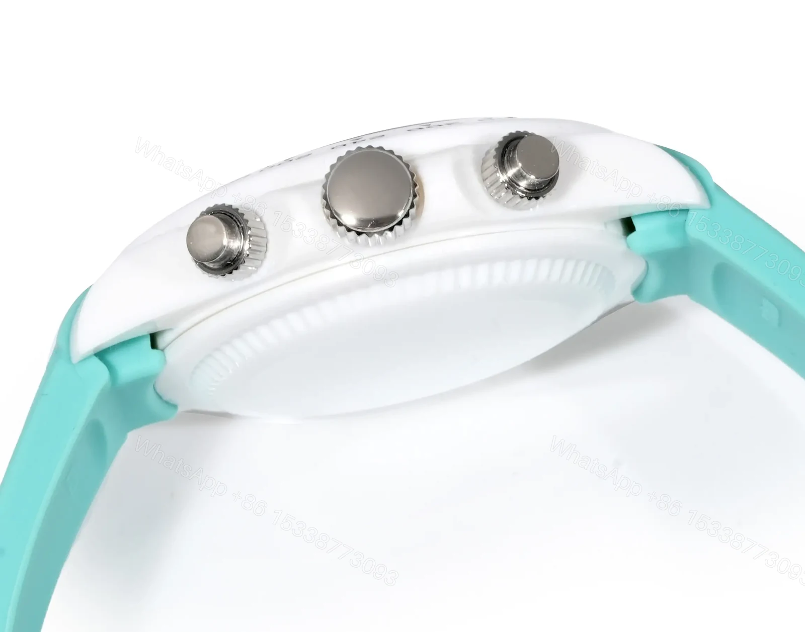 View 6 of Rolex Daytona Abu Dhabi Skeleton replica 40MM Turquoise Rubber Strap Edition RG-DAYTONA-ABU-DHABI-SKELETON-TURQUOISE-40