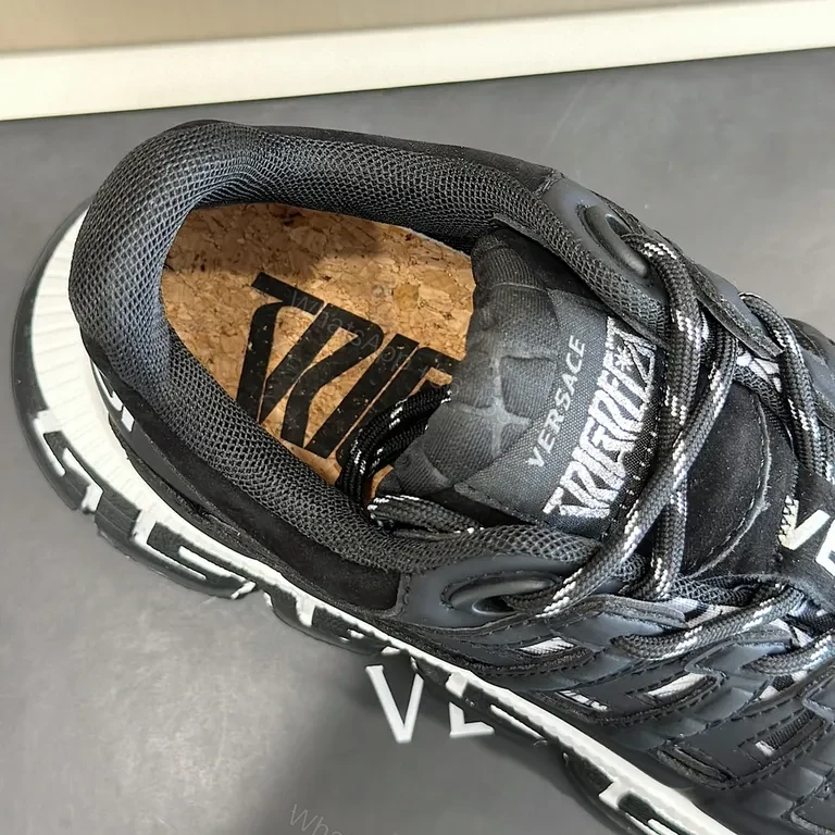 View 6 of Versace Greca Black Leather Sneaker â€“ Luxe Streetwear