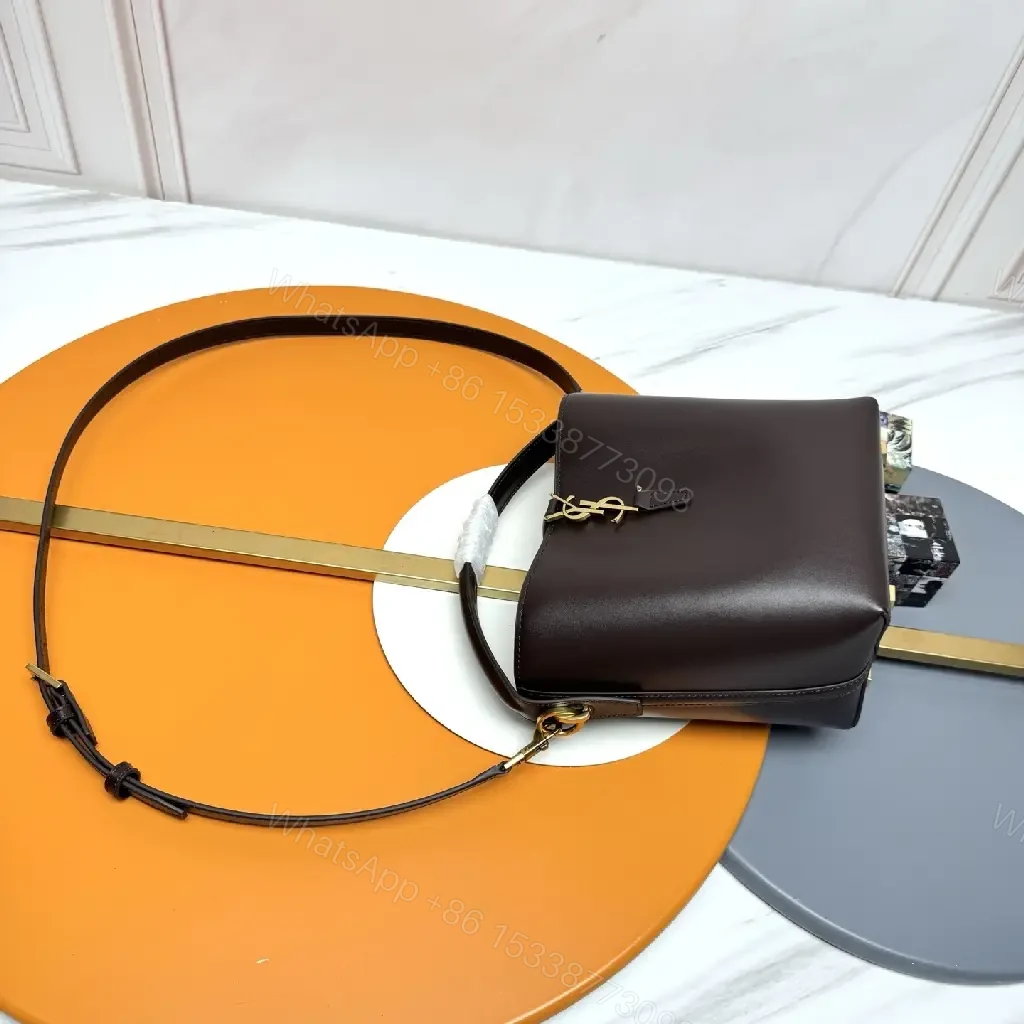 View 4 of Chic Leather Crossbody Bag with Gold Charm - Classic Style