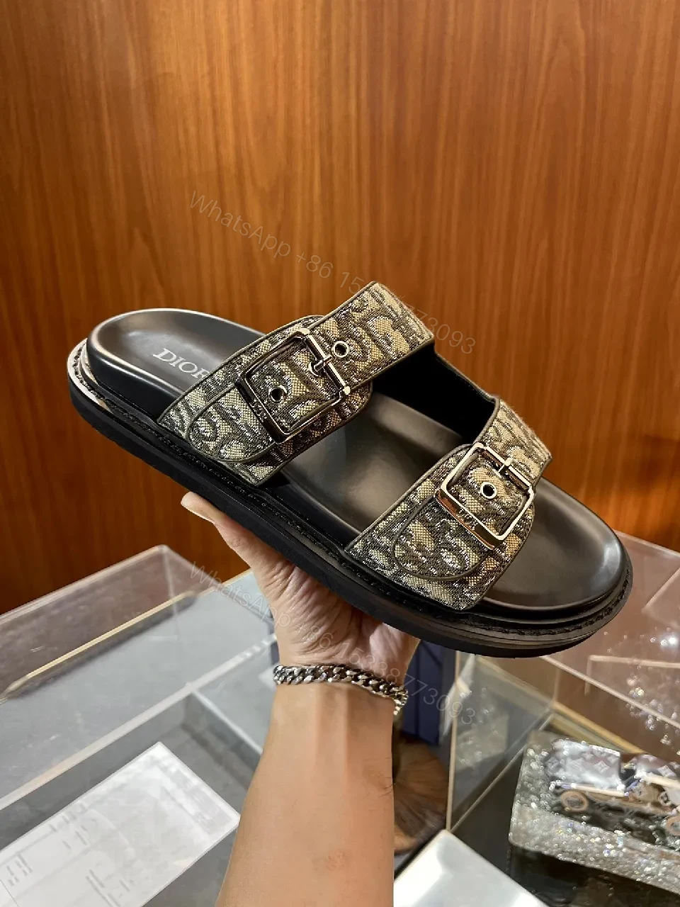 View 5 of Gold-Threaded Monogram Sandals: Effortless Luxe Footwear