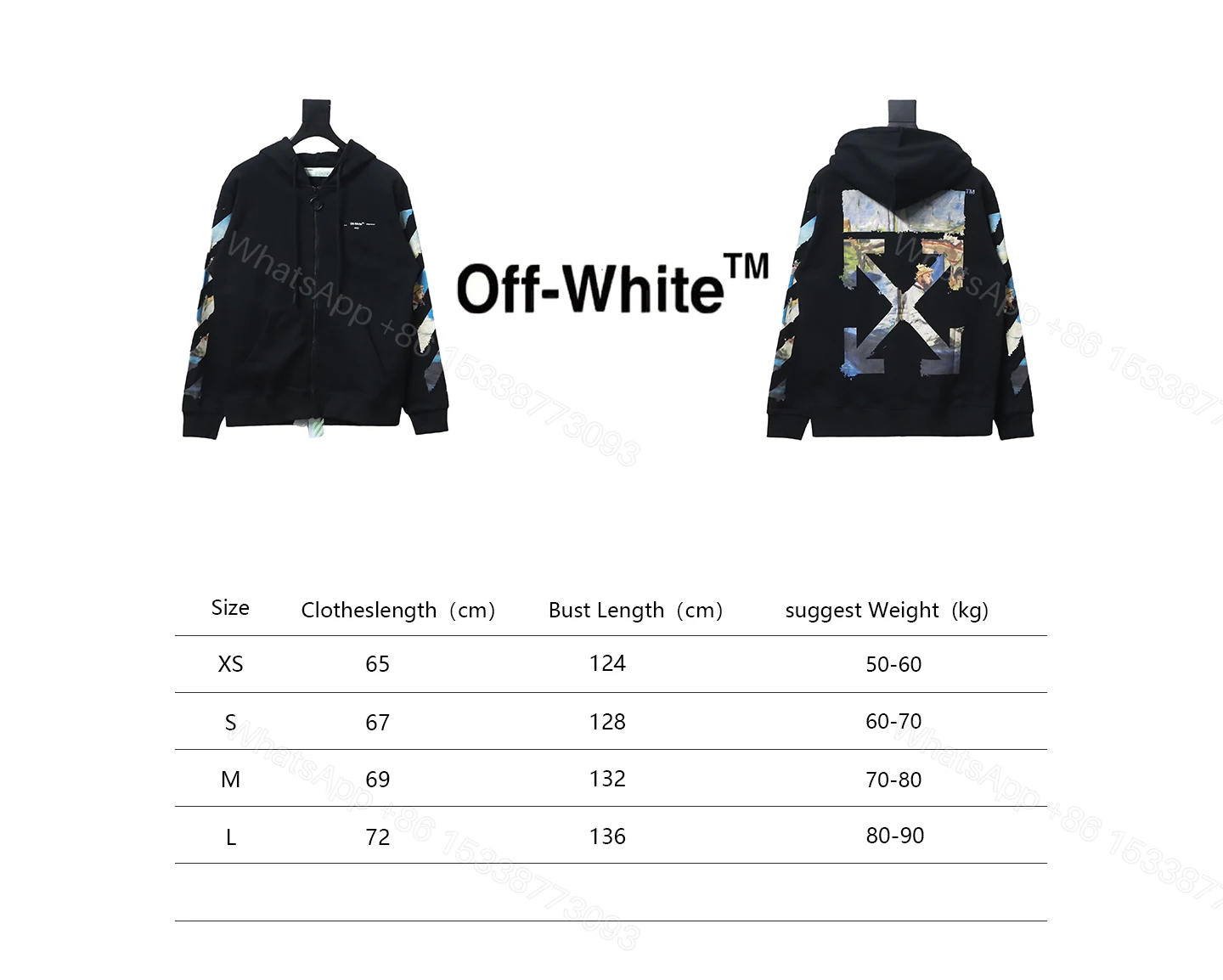 View 9 of Off-White Oil Painting Printed Black Zipper Hoodie