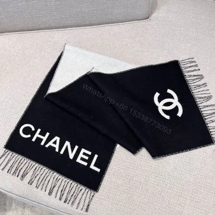 View 2 of Black-White Signature-Style Scarf Set: Luxe All-Season Comfort