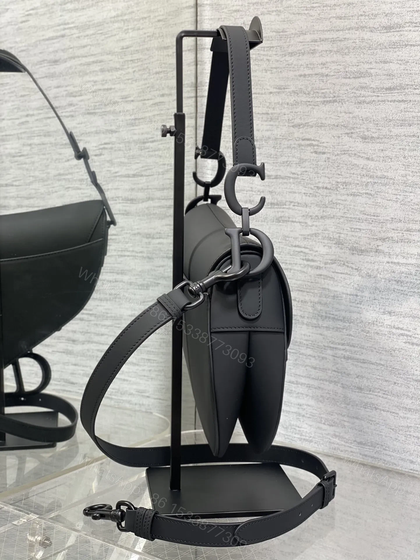 View 4 of Dior Saddle Bag in Black with Black Hardware